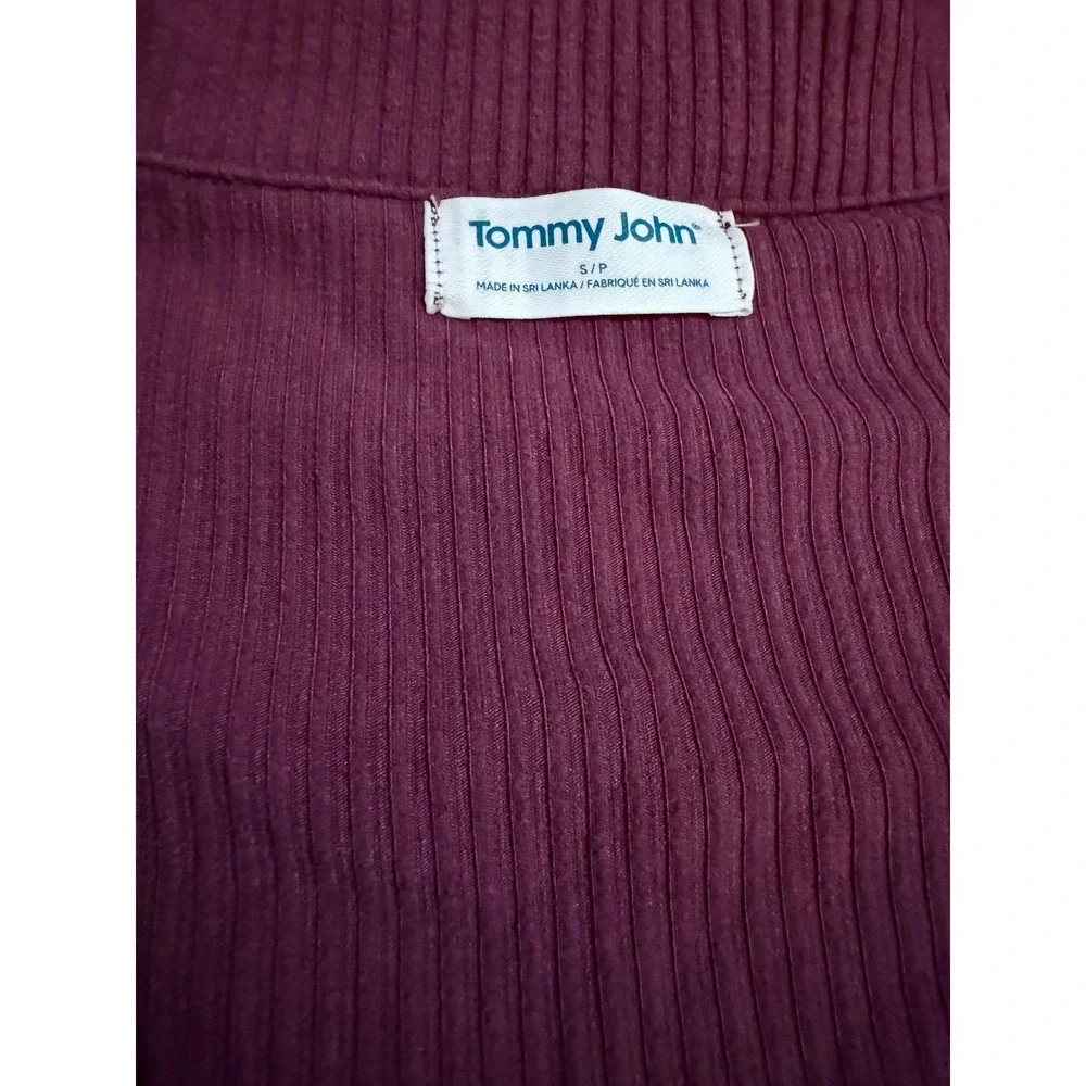 Tommy John Womens Plum‎ Ribbed Pajama Set Short Sleeve Button Top Pants Small